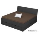 grijs bed 180x200 met hoofdbord en lades