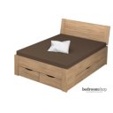 eiken bed 140x200 met hoofdbord en lades