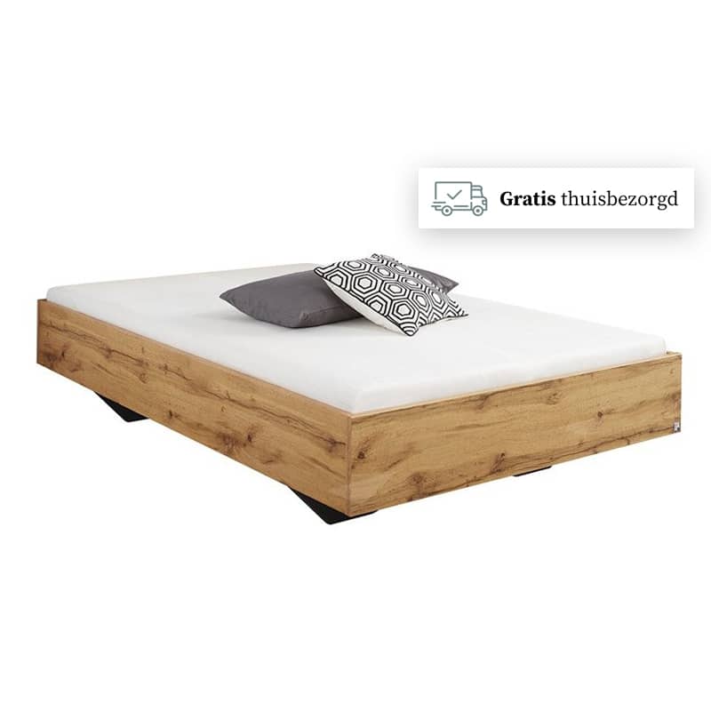 Zwevend houten bed