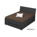 grijs bed 140x200 met hoofdbord en lades