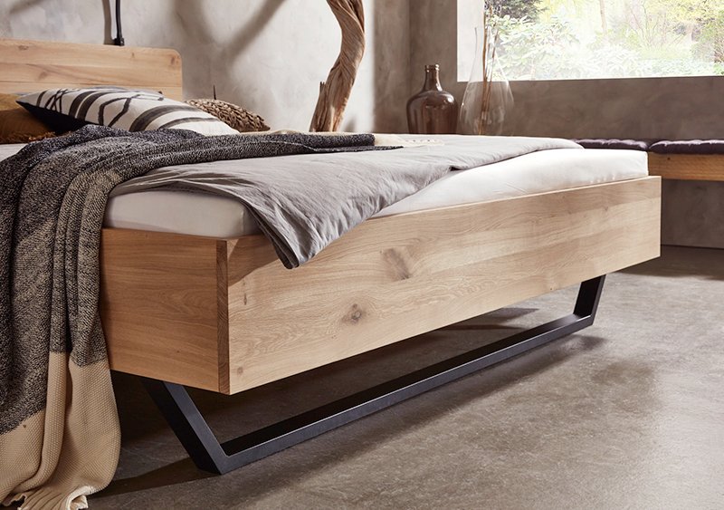 Tweepersoons houten bed (massief | Funen