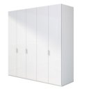 Kristal wit glas front - 5 deurs kledingkast 250 cm breed
