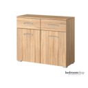 Zand eiken commode met twee deuren en lades