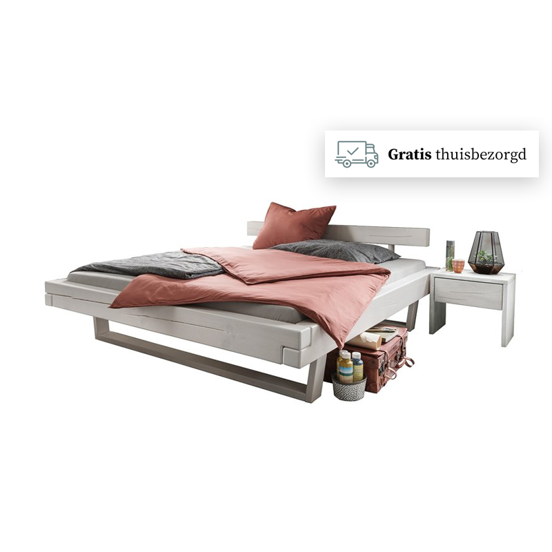 Tweepersoonsbed hout wit
