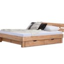 Tweepersoons houten bed Kreta met hb 4 opbergladen en geen boekenplank