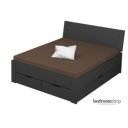 grijs bed 160x200 met hoofdbord en lades