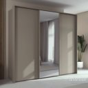 Taupe schuifdeurkast met spiegel