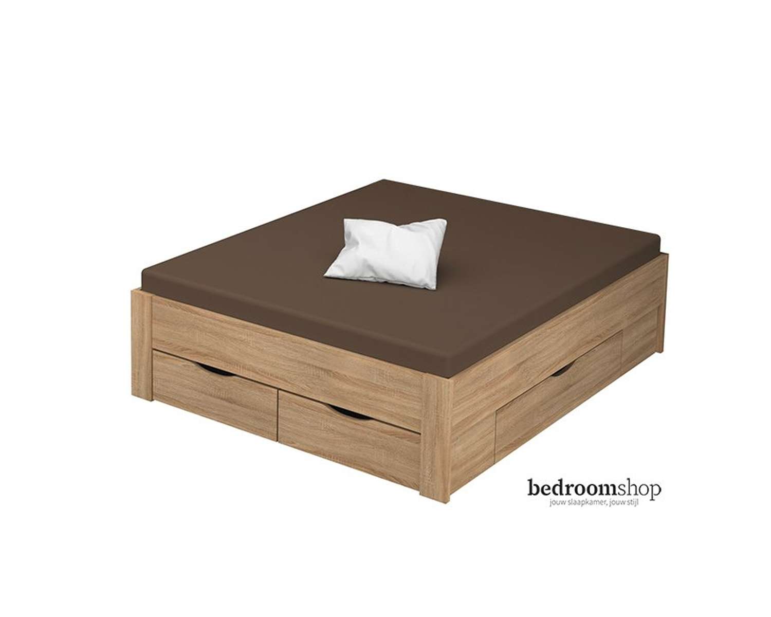 eiken bed 160x200 met lades eiken bed 160x200 met lades