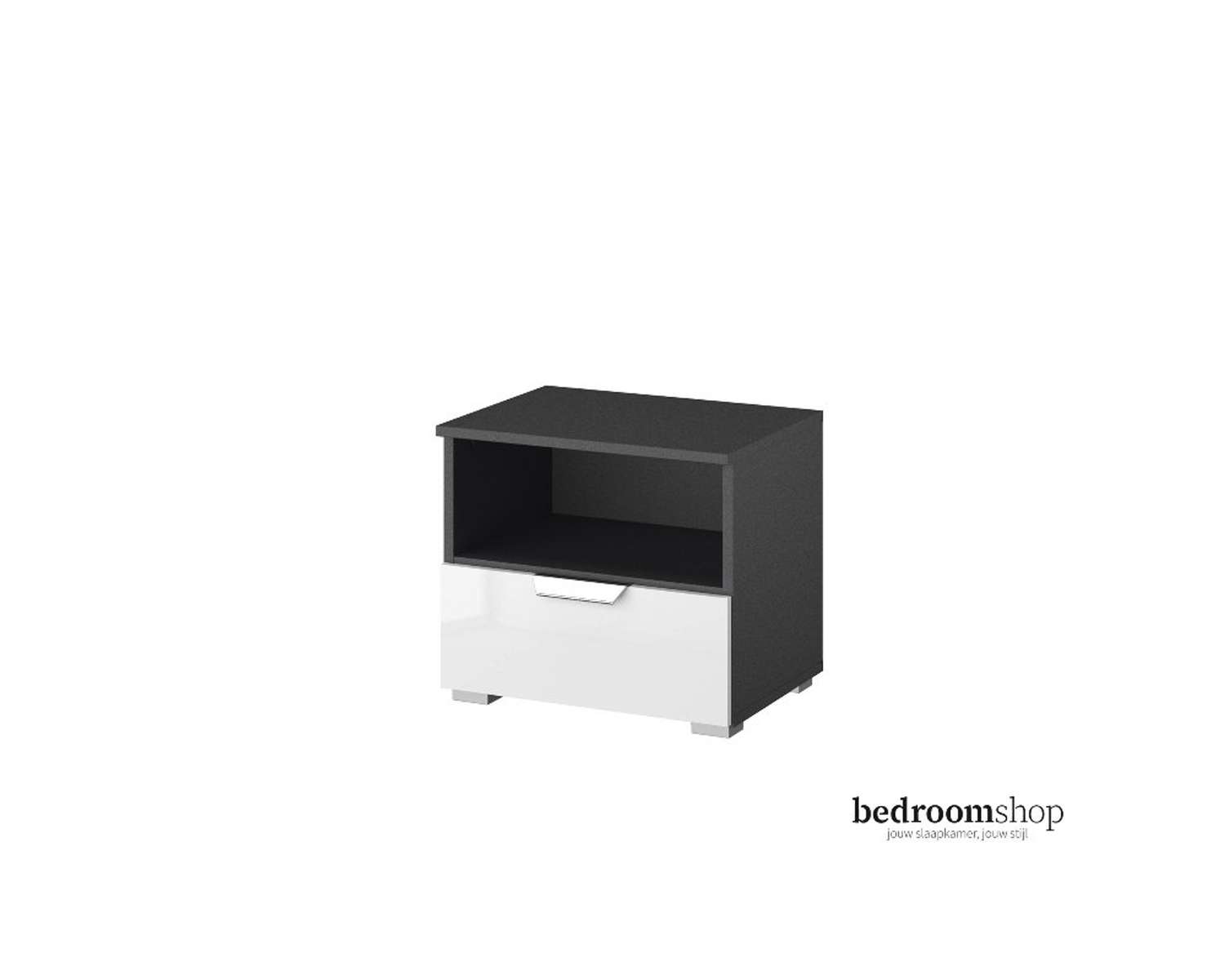 Grijs nachtkastjes hoogglans met lade en nis Grijs nachtkastjes hoogglans met lade en nis