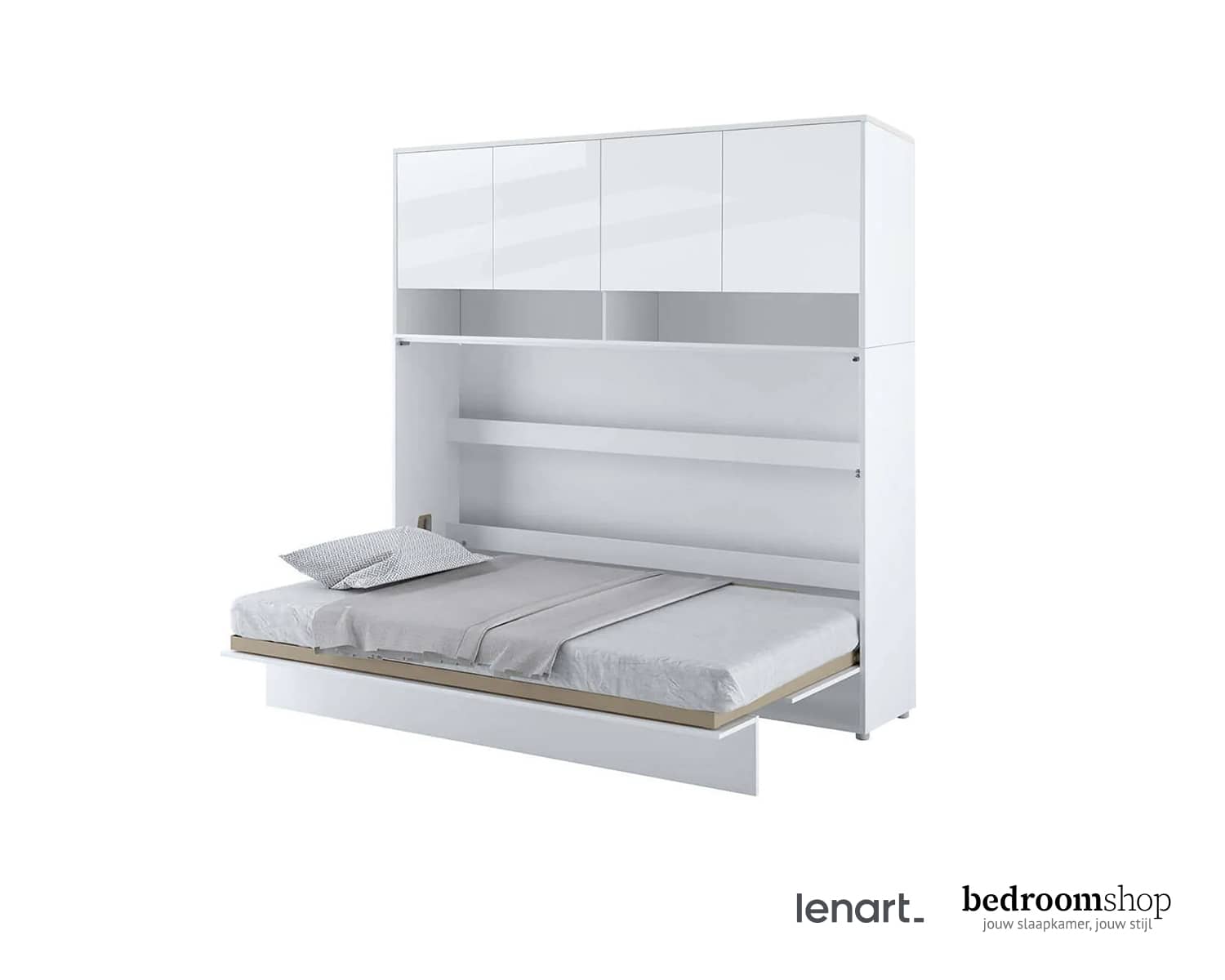 Opklapbed 120x200 twijfelaar hoogglans wit