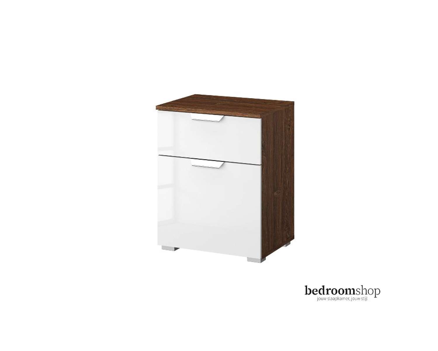 Kern eiken nachtkastje hoogglans met lade en deur