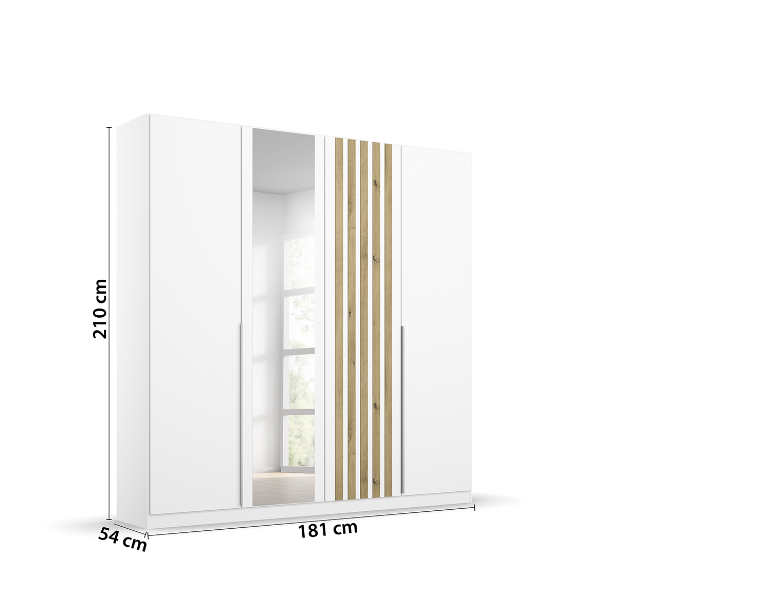 Draaideurkast Lamelle 181cm breed met spiegel Draaideurkast Lamelle 181cm breed met spiegel