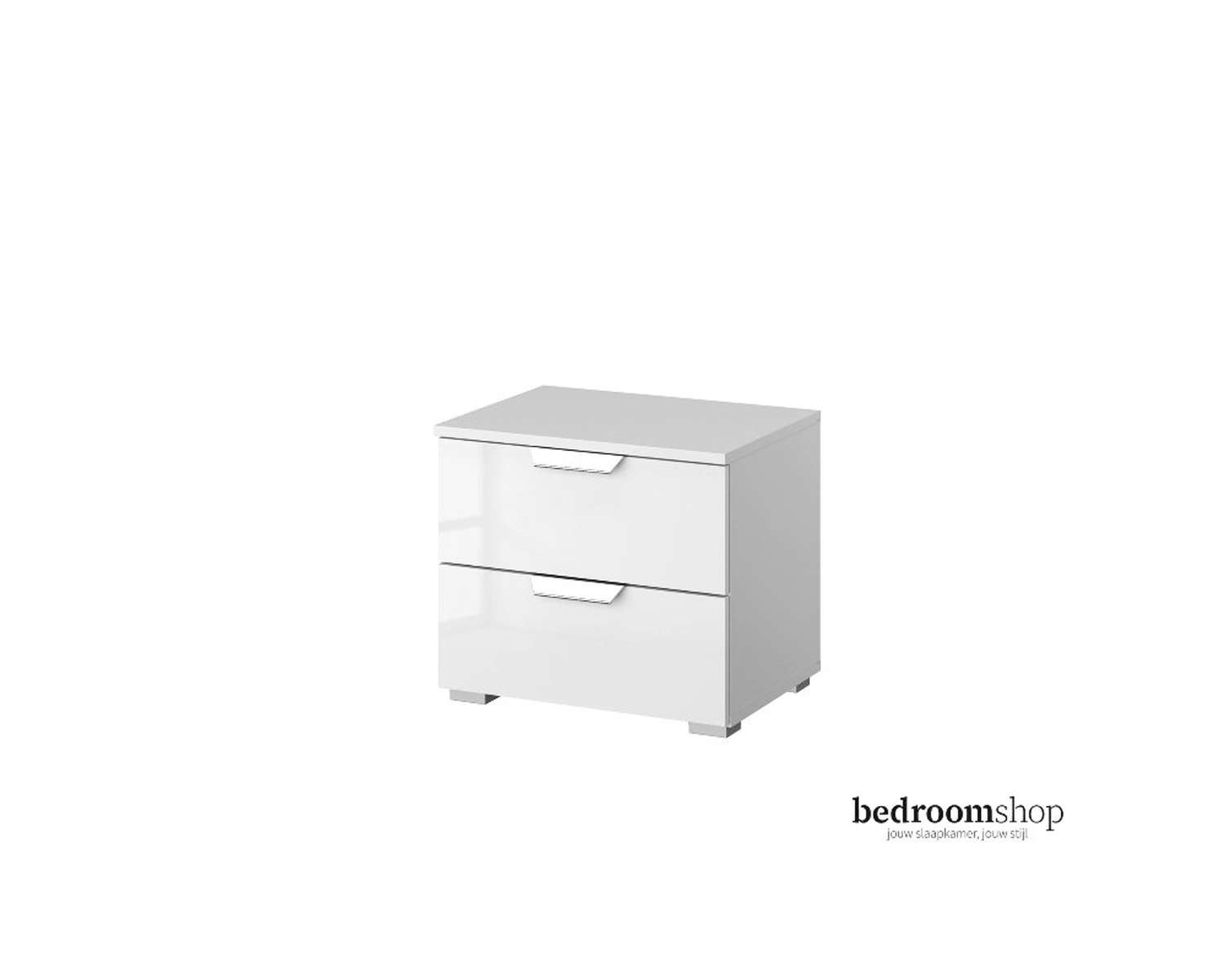 Wit nachtkastje hoogglans met twee lades Wit nachtkastje hoogglans met twee lades