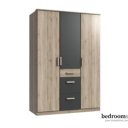 3-deurs kledingkast 135 cm grafiet hout