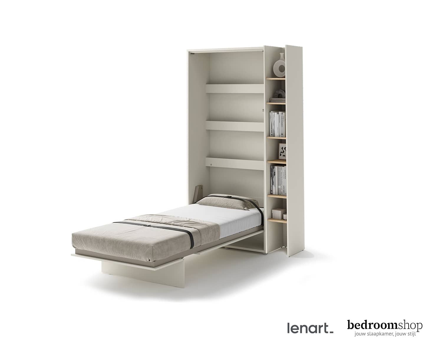 90 breed opklapbed met boekenkast