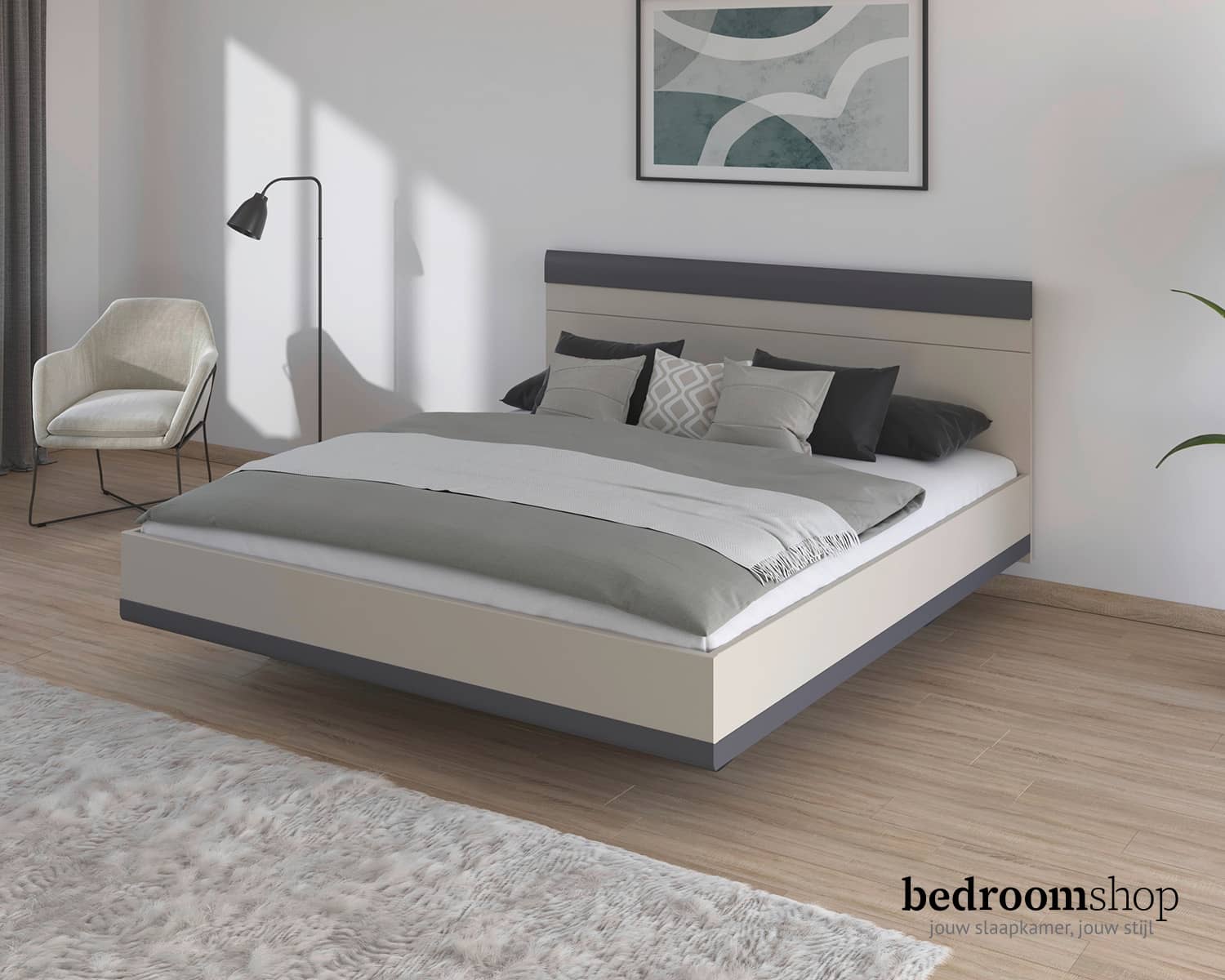 Tweepersoonsbed metallic grijs Tweepersoonsbed metallic grijs