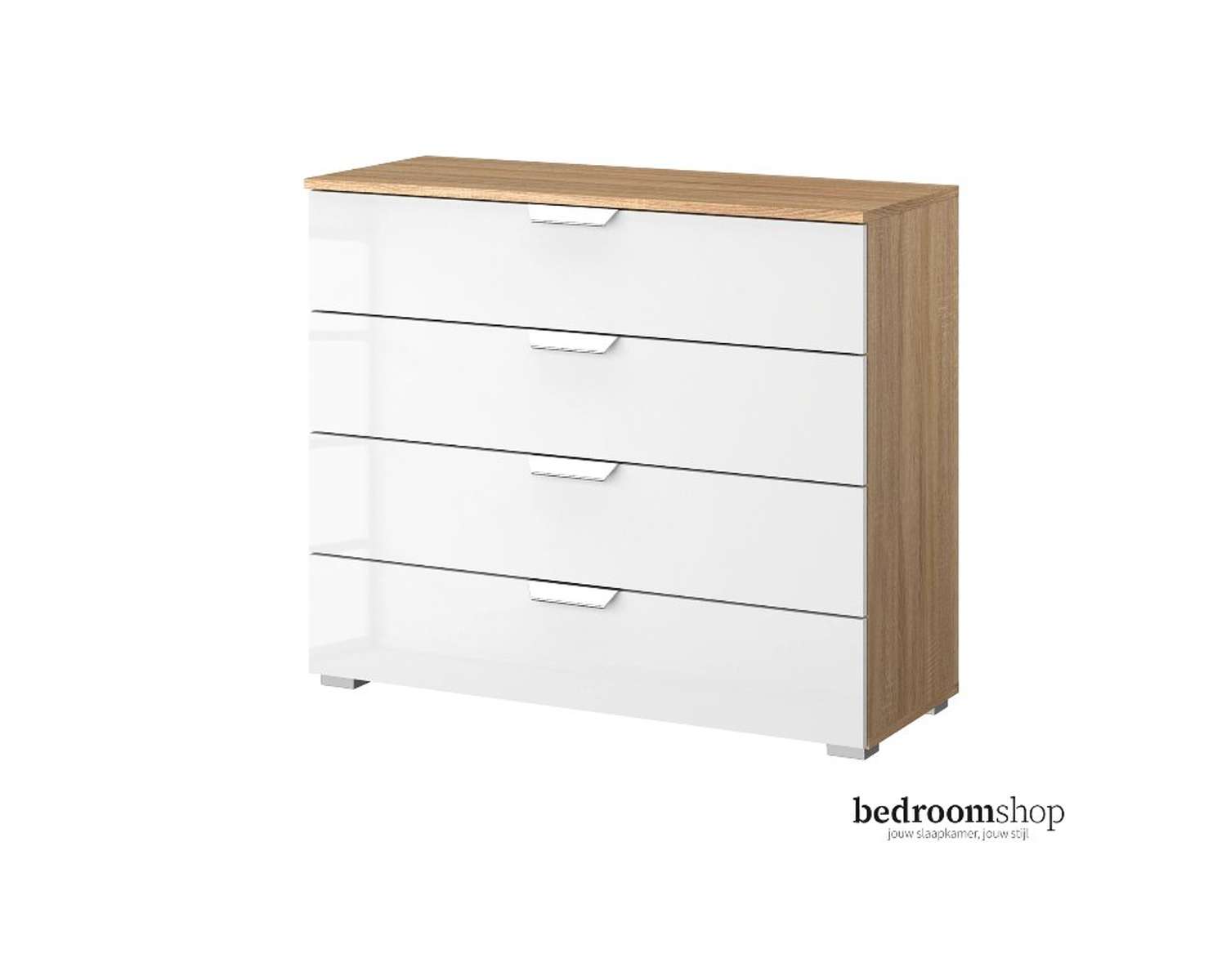 Zand eiken ladencommode hoogglans met vier lades Zand eiken ladencommode hoogglans met vier lades