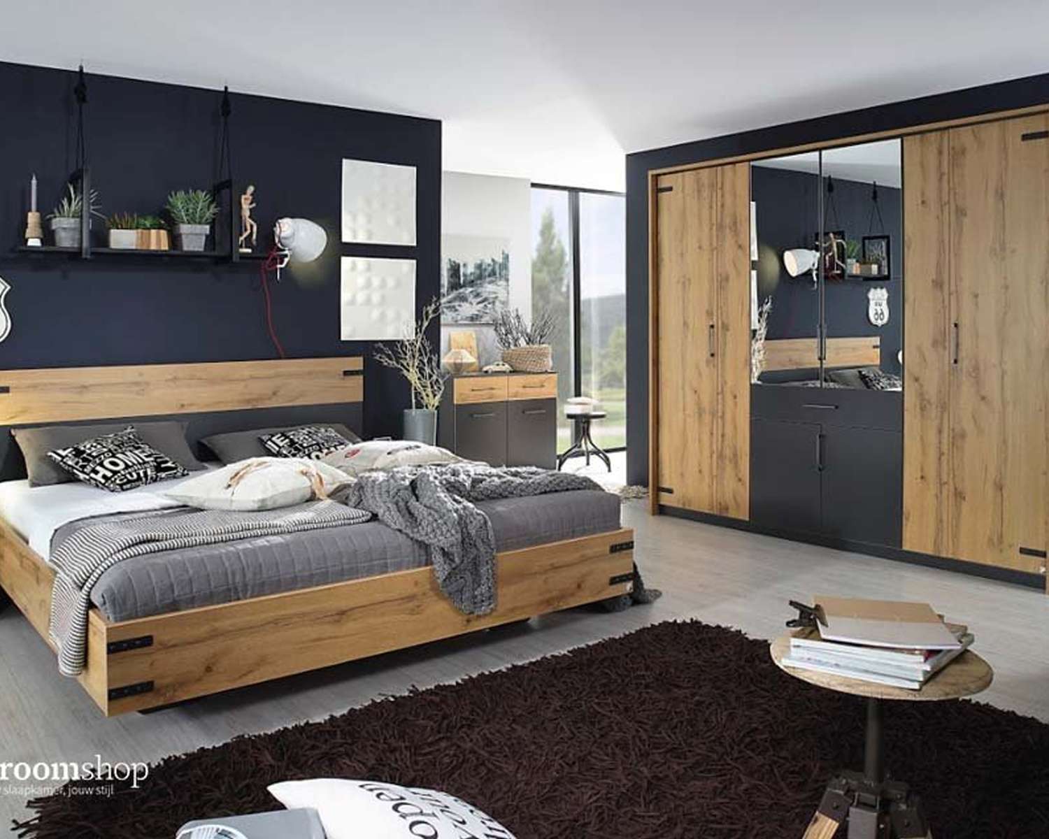 Industriele slaapkamer interieur