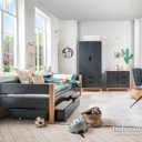 MDF kinderbed antraciet (massief beuken bedpoten)