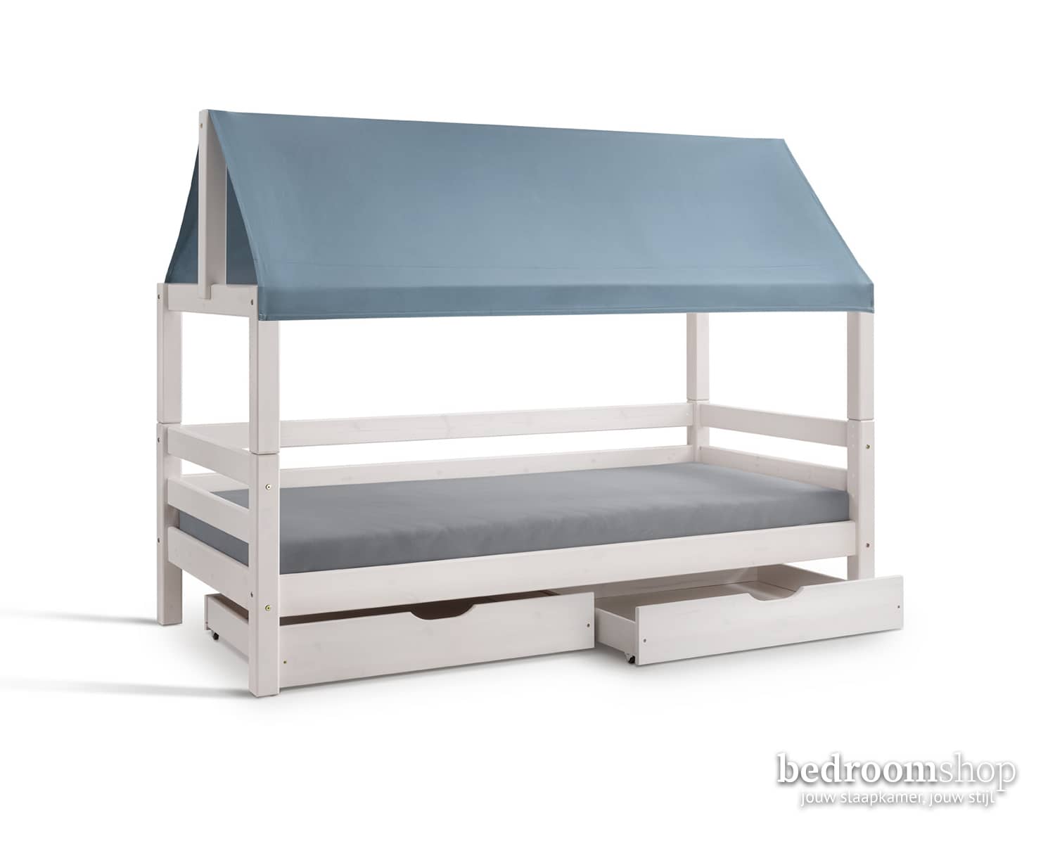 Doek blauw bedframe huis