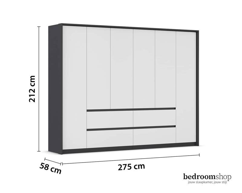 Kledingkast 275 cm met sierlijst en laden