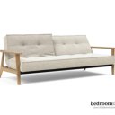 Bedbank gebroken wit massief houten armleuningen