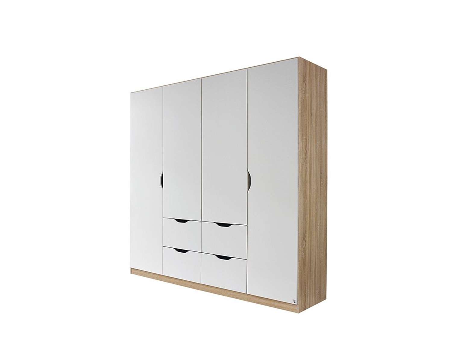 Draaideurkast New York 181cm breed x 197cm hoog zand eiken omranding met alpine witte deuren en laden Draaideurkast New York 181cm breed x 197cm hoog zand eiken omranding met alpine witte deuren en laden