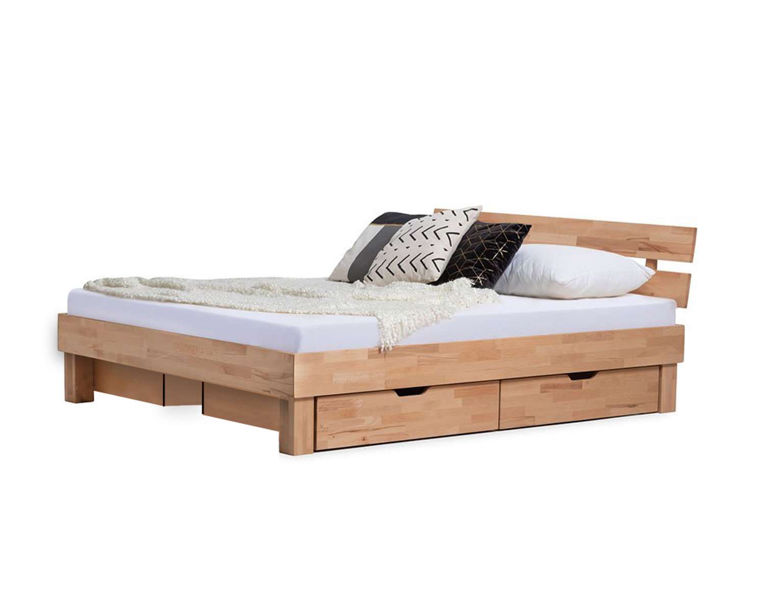 Tweepersoons houten bed Kreta met hb 4 opbergladen en geen boekenplank Tweepersoons houten bed Kreta met hb 4 opbergladen en geen boekenplank