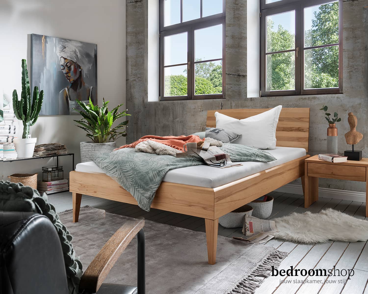 Massief houten twijfelaar 120x200