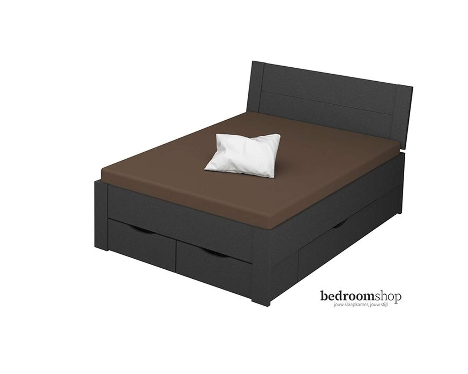 grijs bed 140x200 met hoofdbord en lades grijs bed 140x200 met hoofdbord en lades