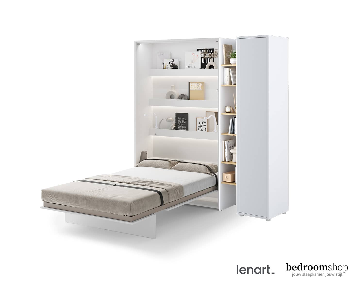 Twijfelaar wandbed opklapbed wit