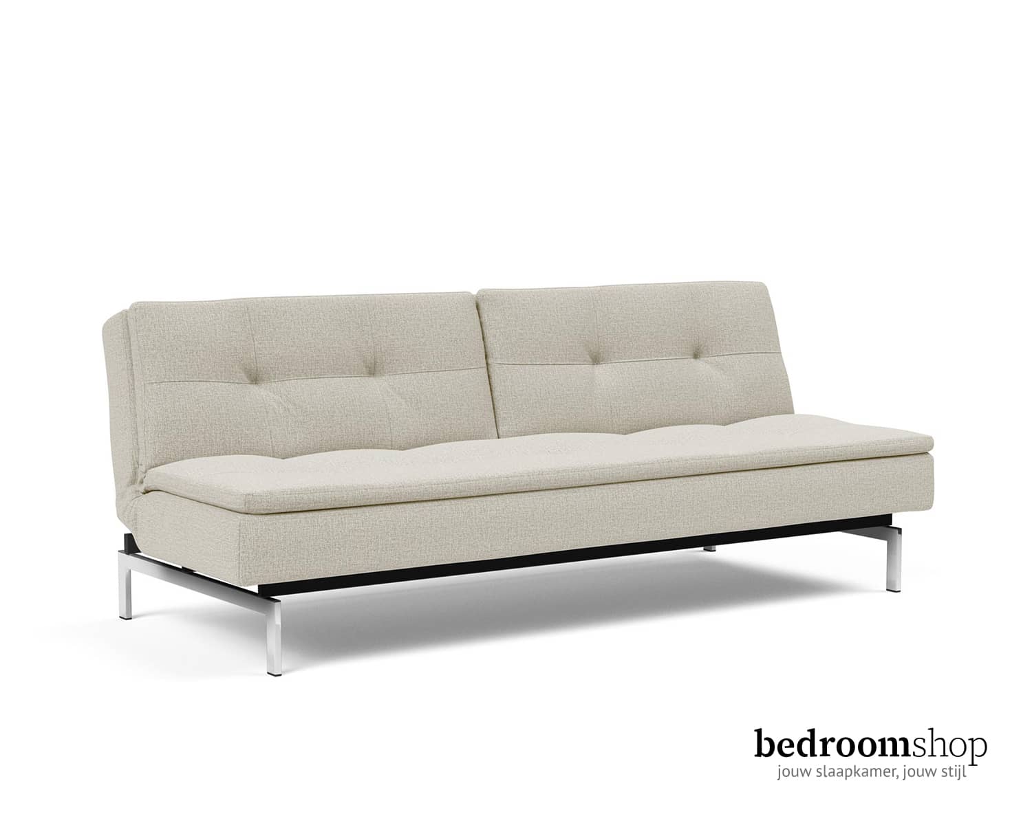 Beige slaapbank - chrome poot