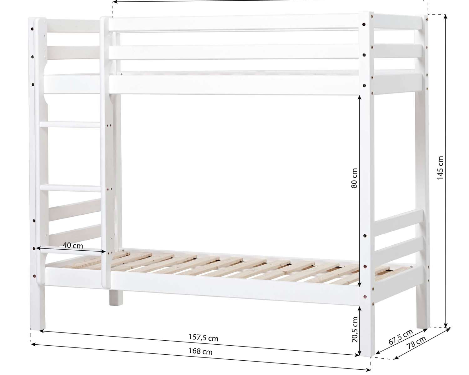Afmetingen stapelbed 70x160 Afmetingen stapelbed 70x160