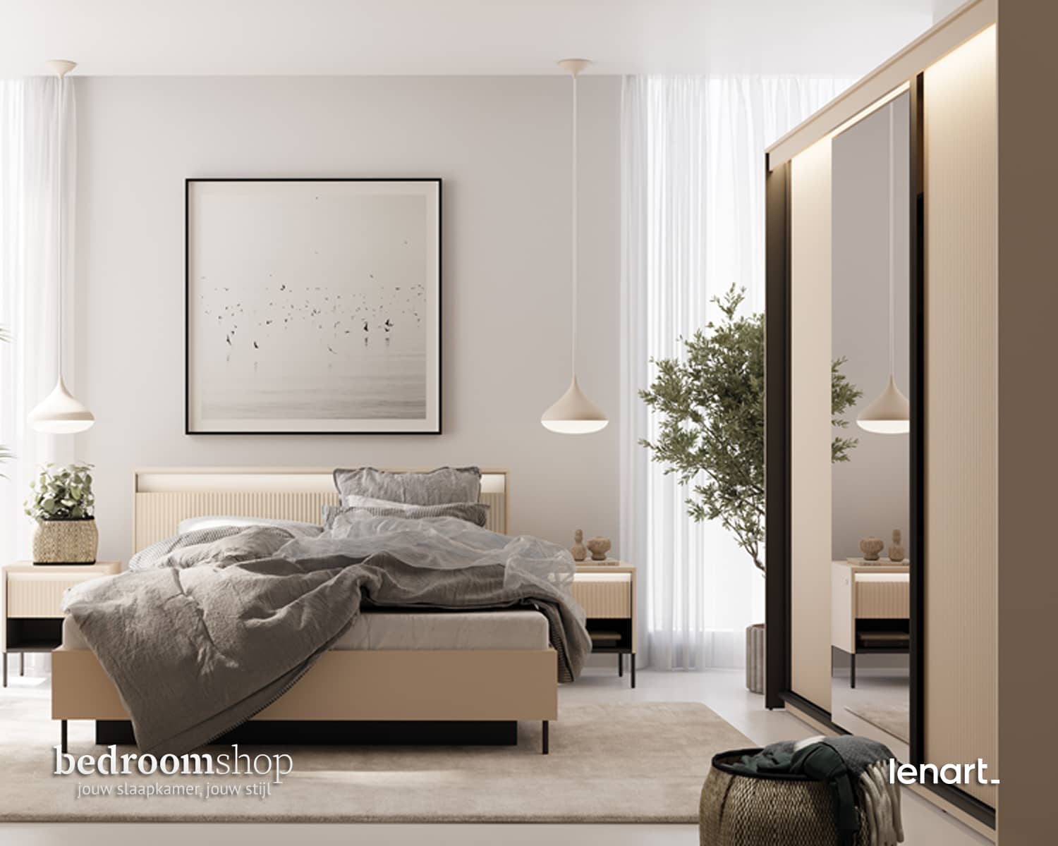 Slaapkamerset beige zwart Slaapkamerset beige zwart