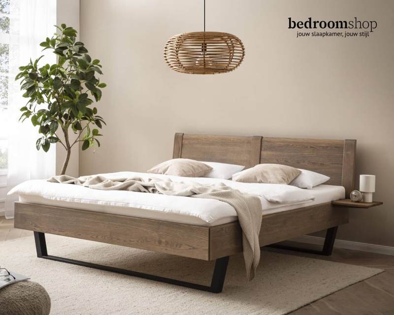 Grijs/blauw houten bed
