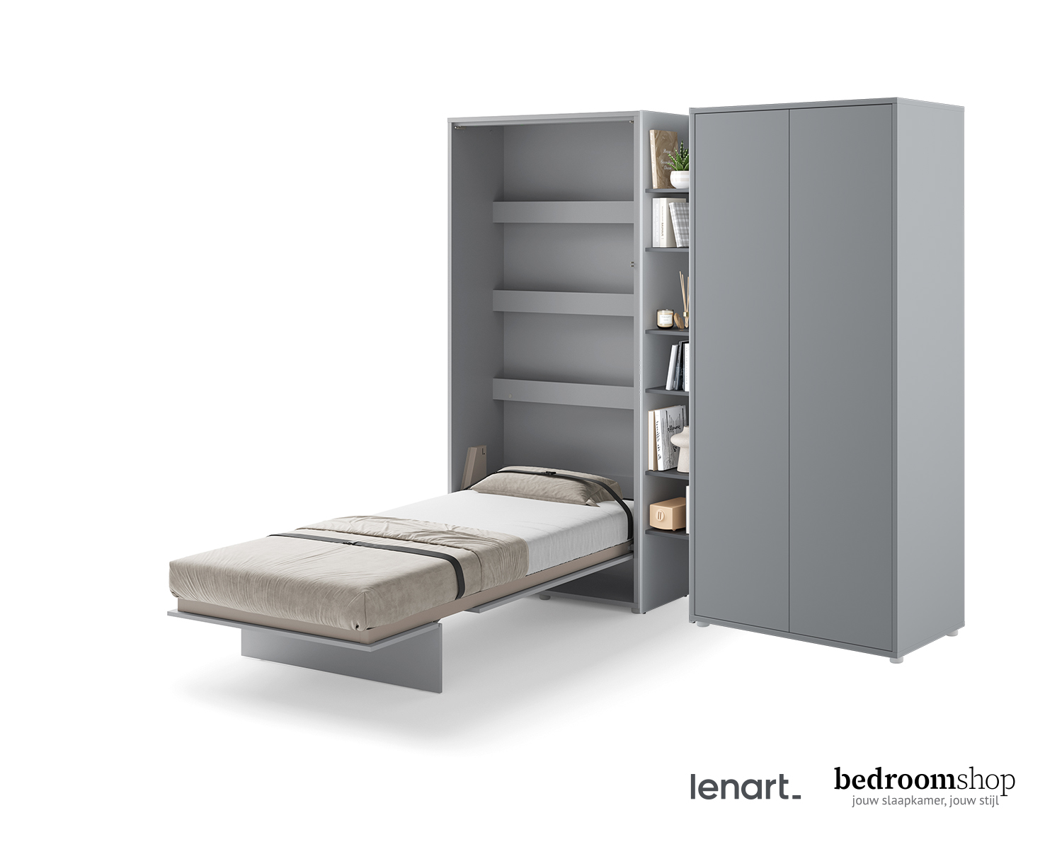 Opklapbed grijs eenpersoons