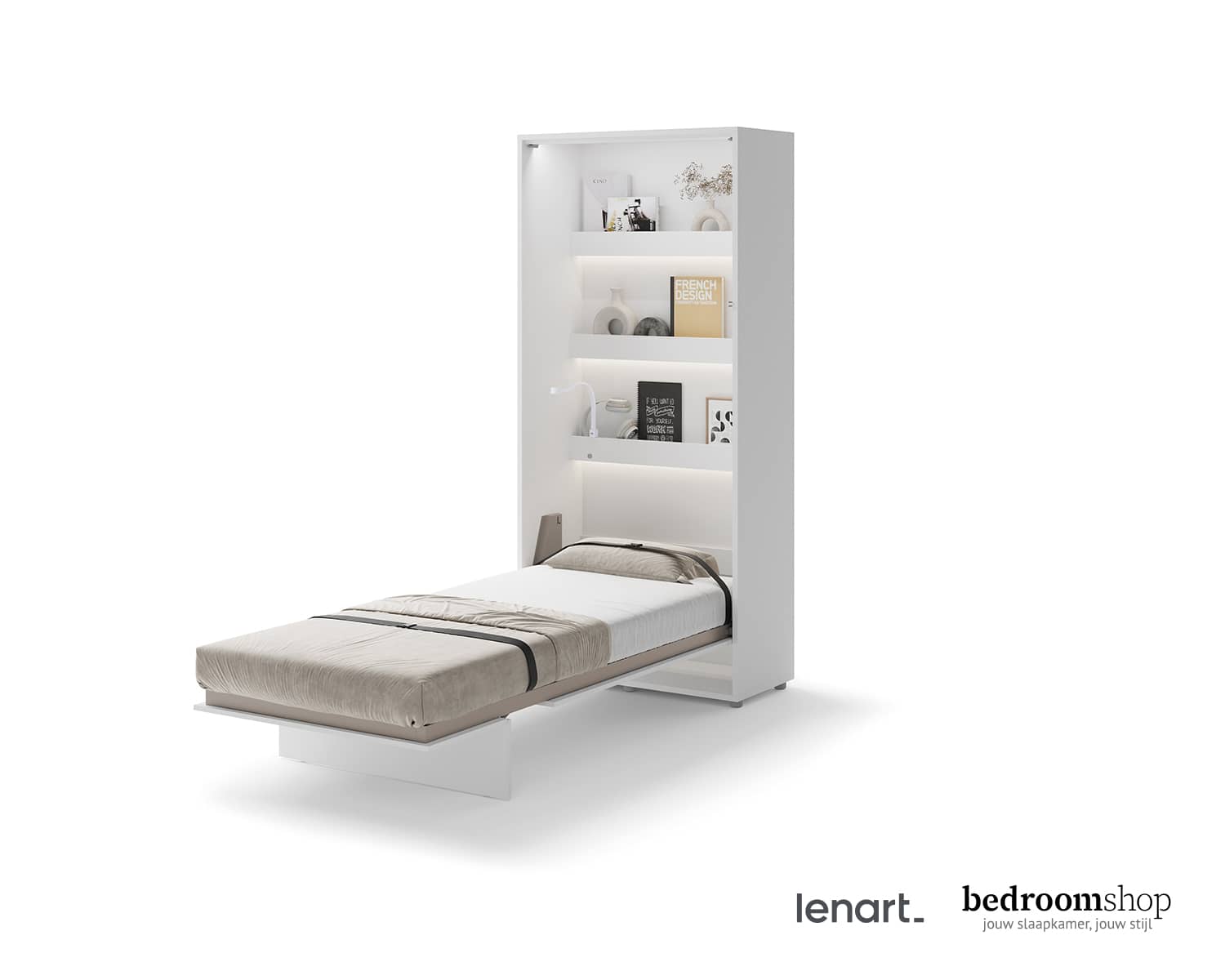 90x200 opklapbed wit