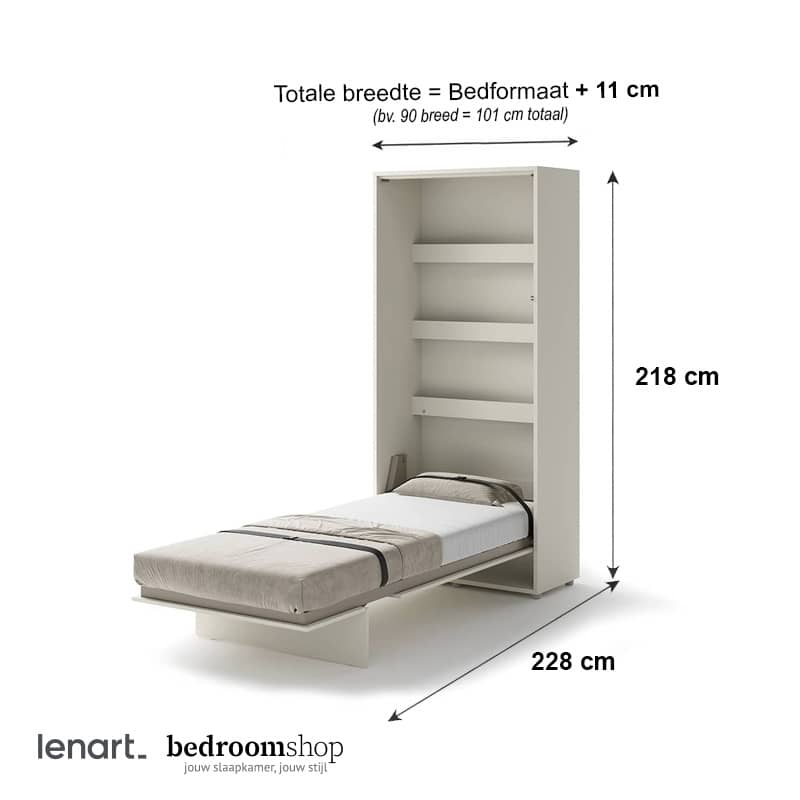 90x200 opklapbed afmetingen