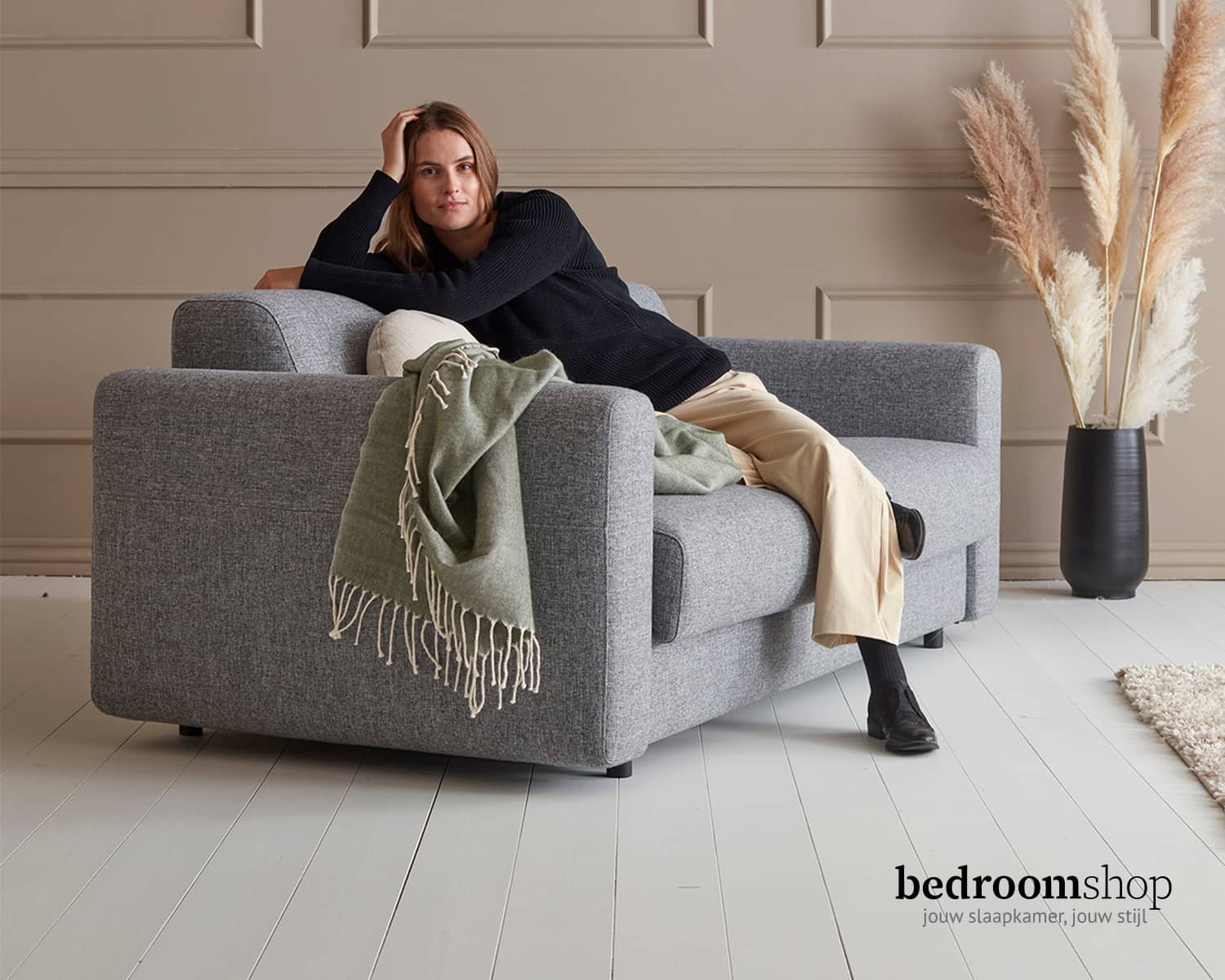 Slaapbank grijs 140 cm