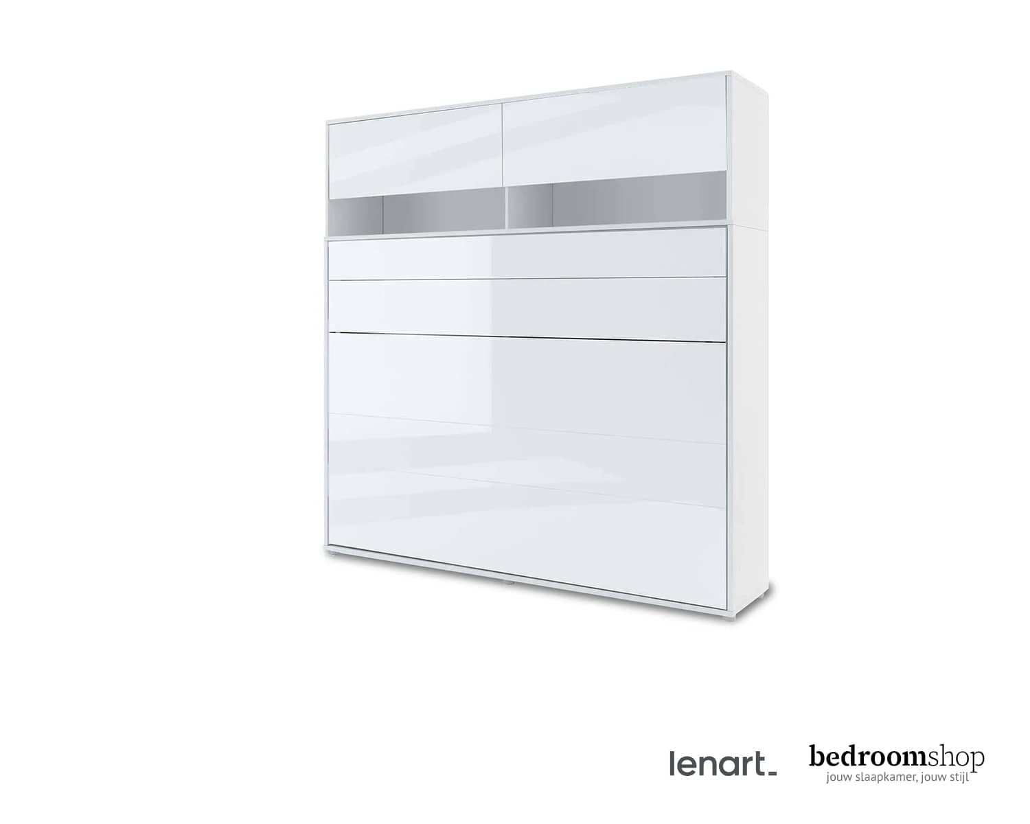 Wandbed hoogglans wit 140cm