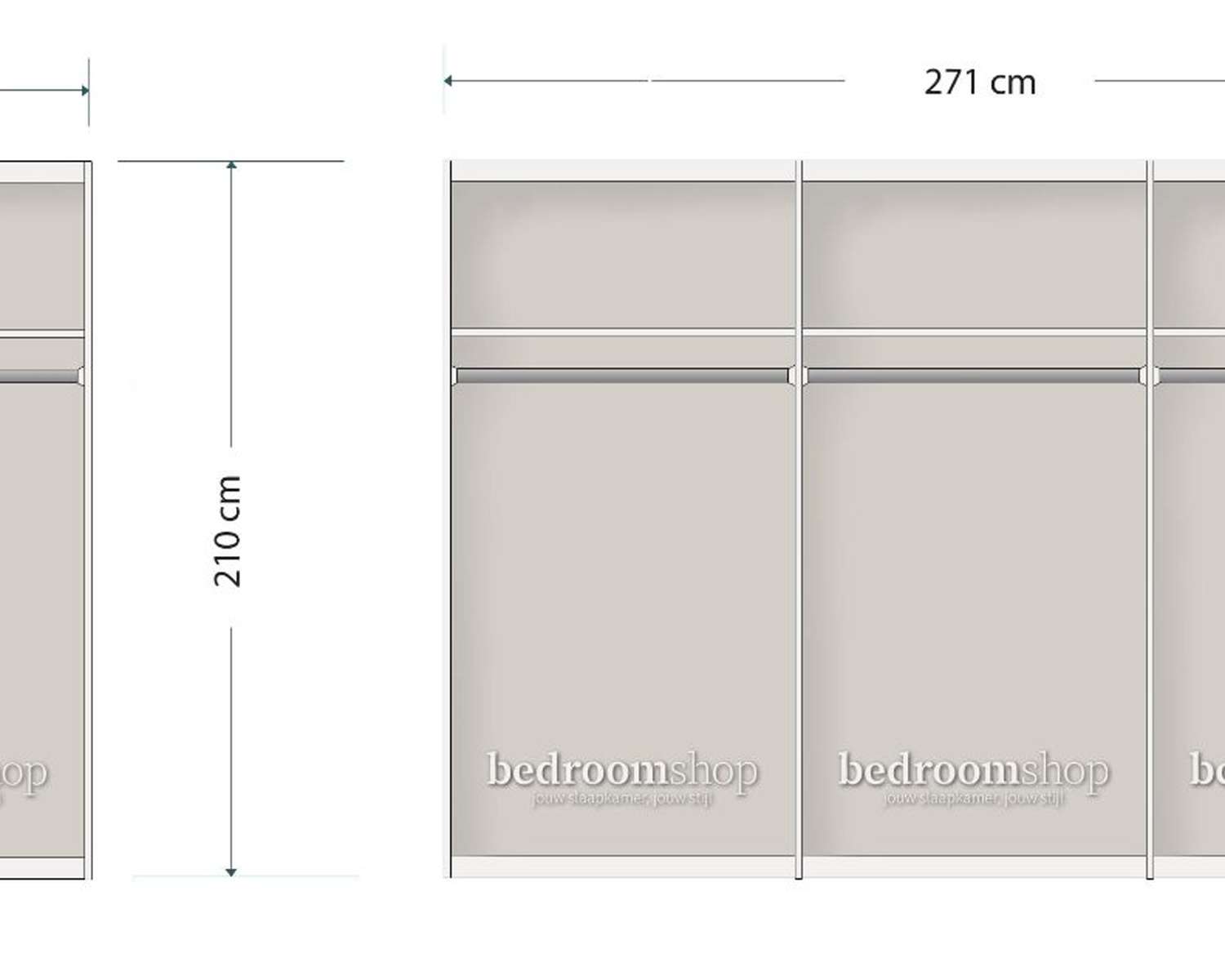 Vakindeling 271 cm kledingkast Vakindeling 271 cm kledingkast