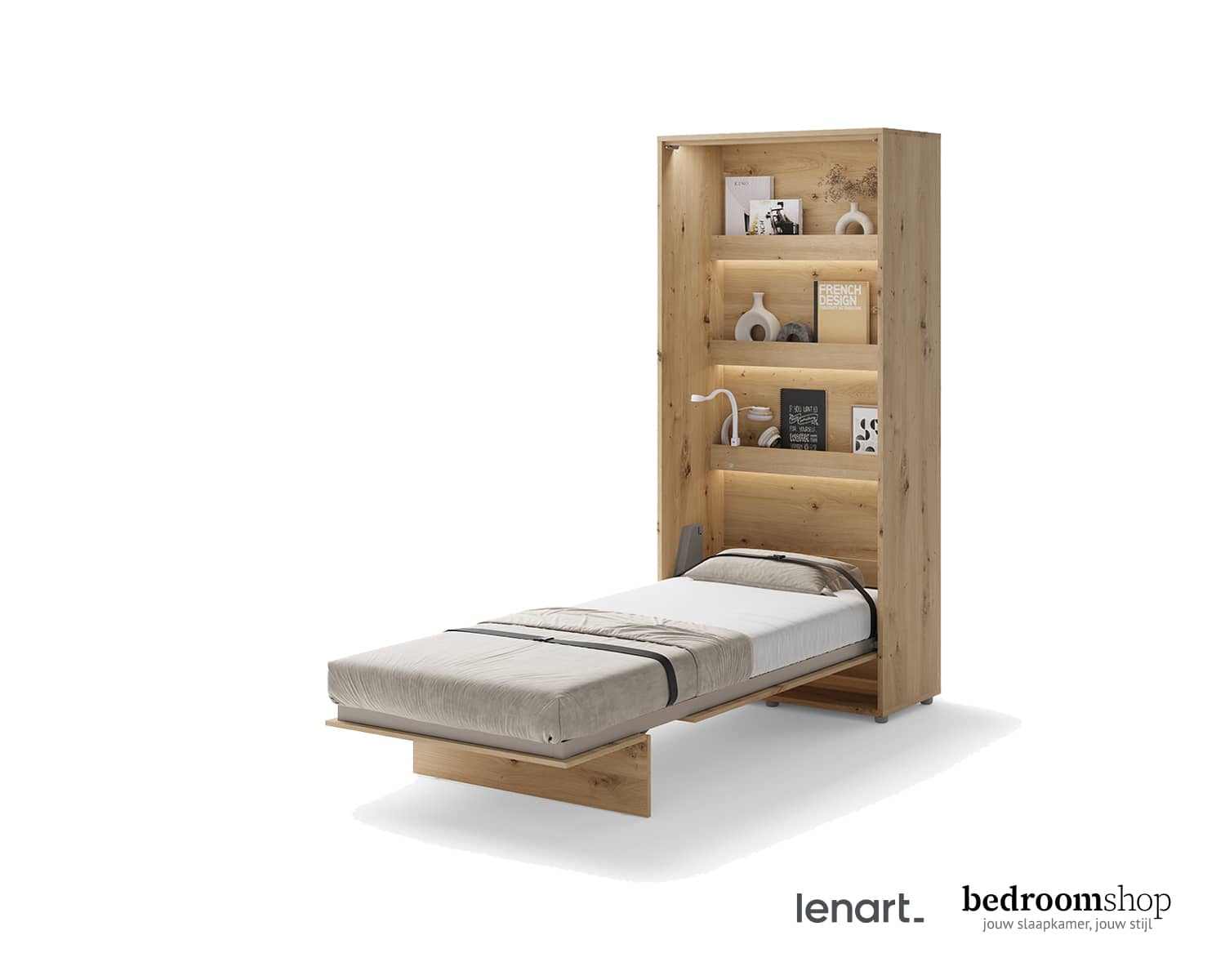 90x200 opklapbed imitatie eiken