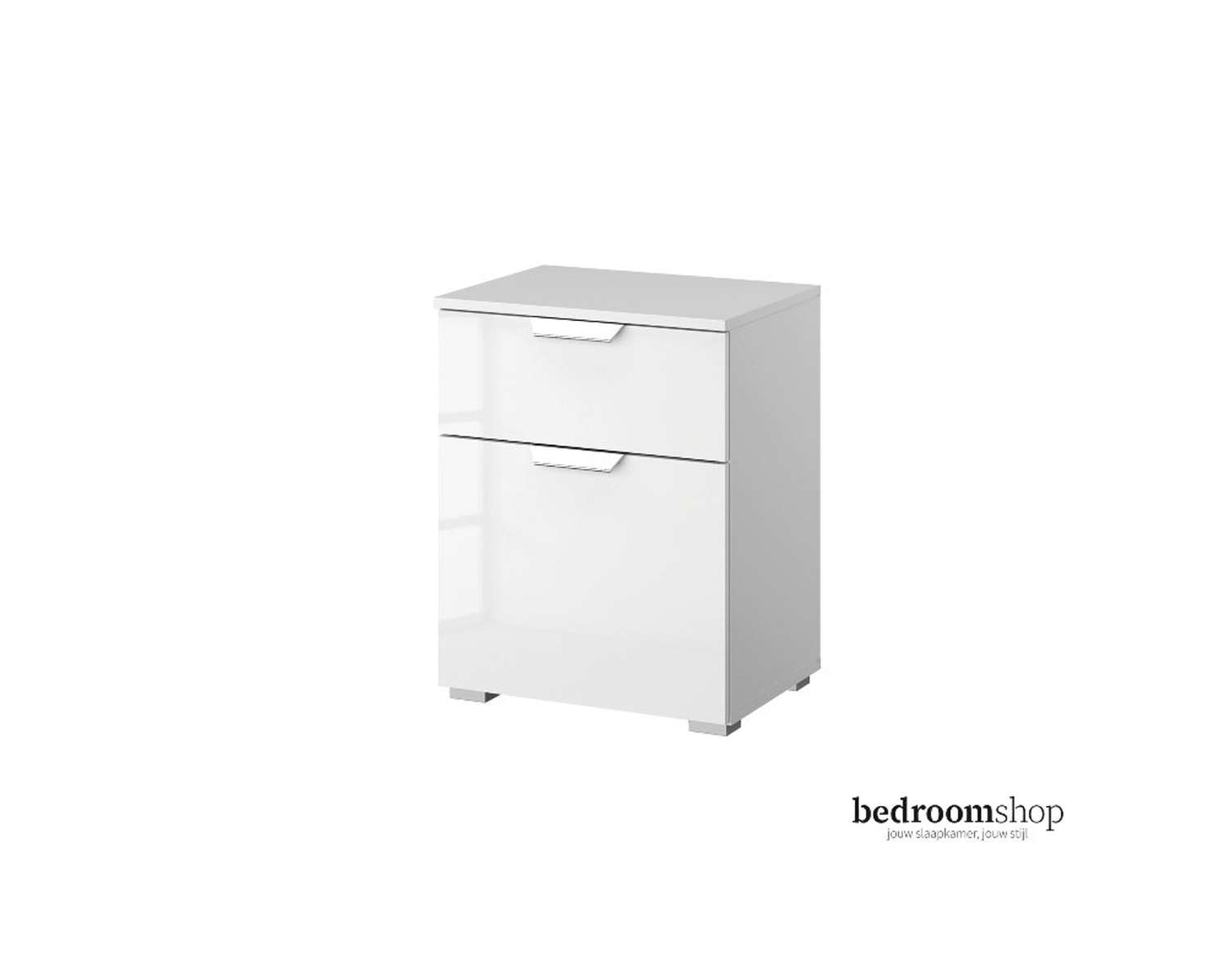 Wit nachtkastje hoogglans met lade en deur