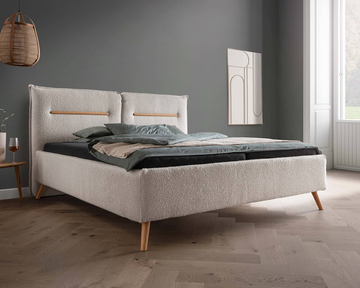 Stoffen bed 200x200 - Pearl stof Stoffen bed 200x200 - Pearl stof