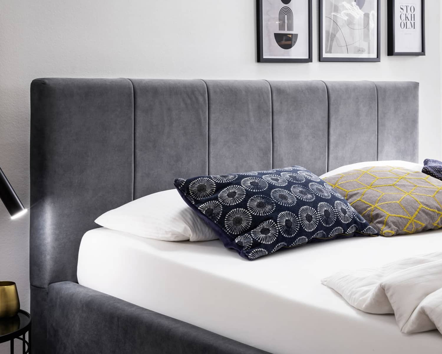 Hoofdbord antraciet stof