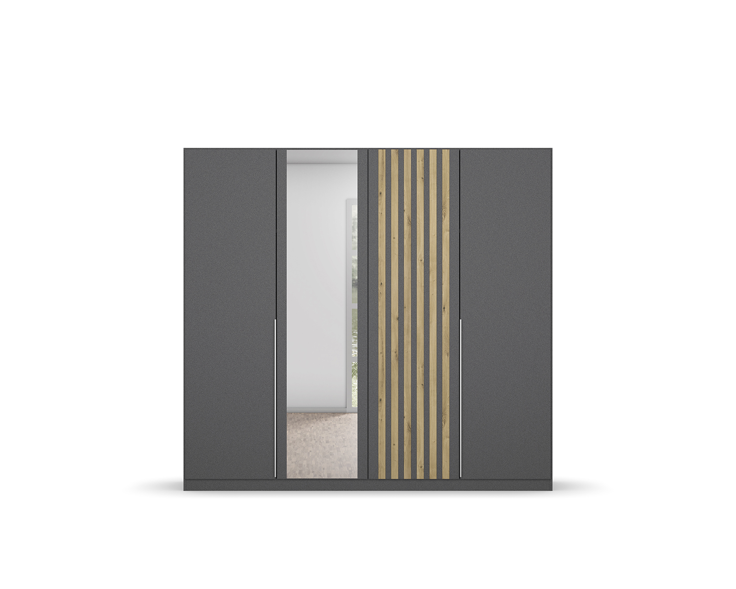 Grote kledingkast 226cm breed metallic grijs Grote kledingkast 226cm breed metallic grijs
