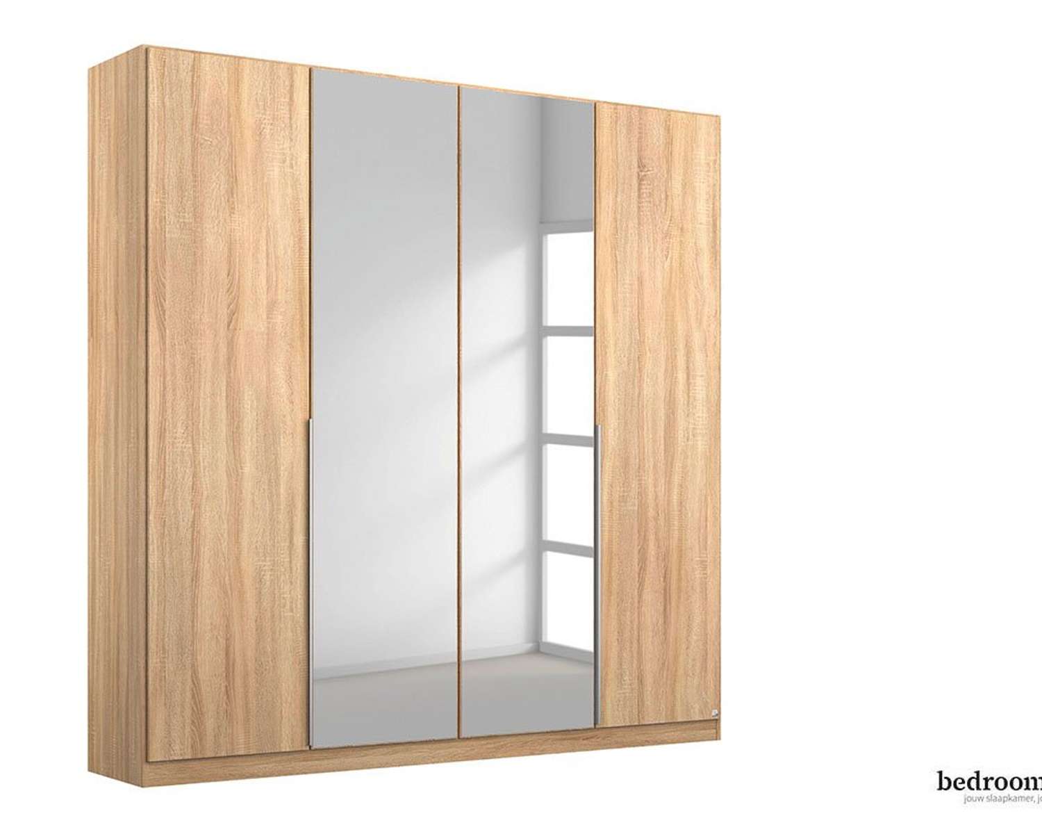 Draaideurkast houtlook met spiegels Draaideurkast houtlook met spiegels