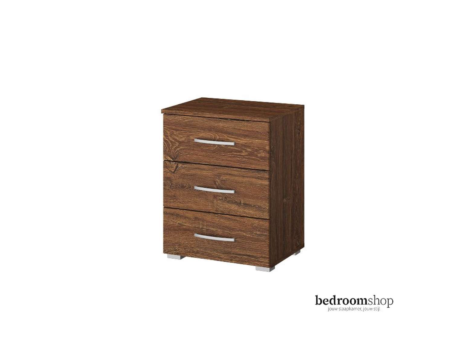 Kern eiken nachtkastje met drie lades