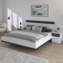 Wit tweepersoonsbed met grijs metallic
