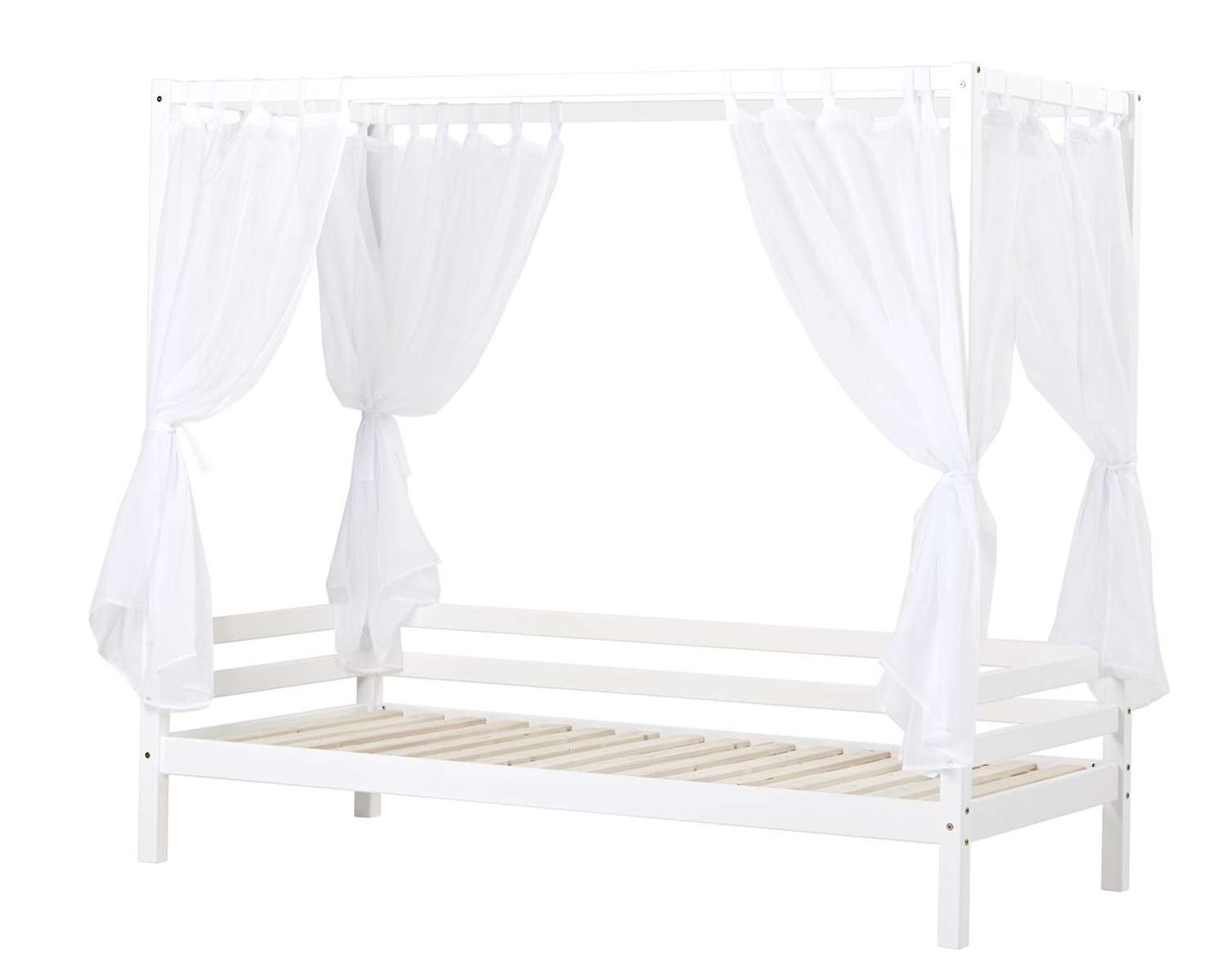 Hemelbed met gordijnen en lattenbodem Hemelbed met gordijnen en lattenbodem